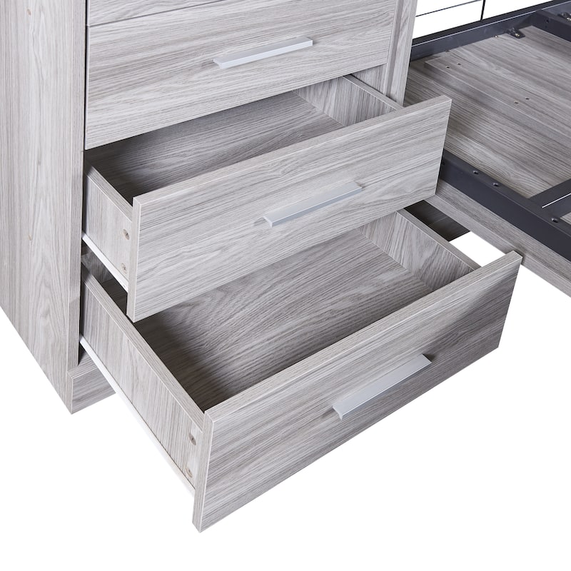 Roomfitters Full Murphy Bed with Side Storage Shelves, Open Compartments and Foldable Frame, Gray