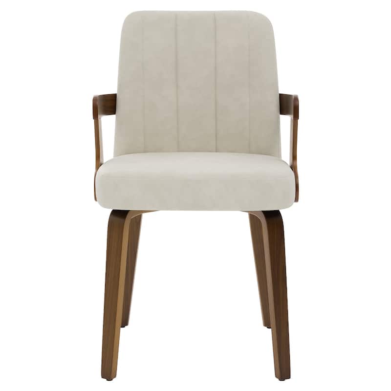 Mid-century Modern Upholstered Dining Chairs Bentwood Side Chairs with Armrests - 34.3"H x 19.9"W x 22.1"D