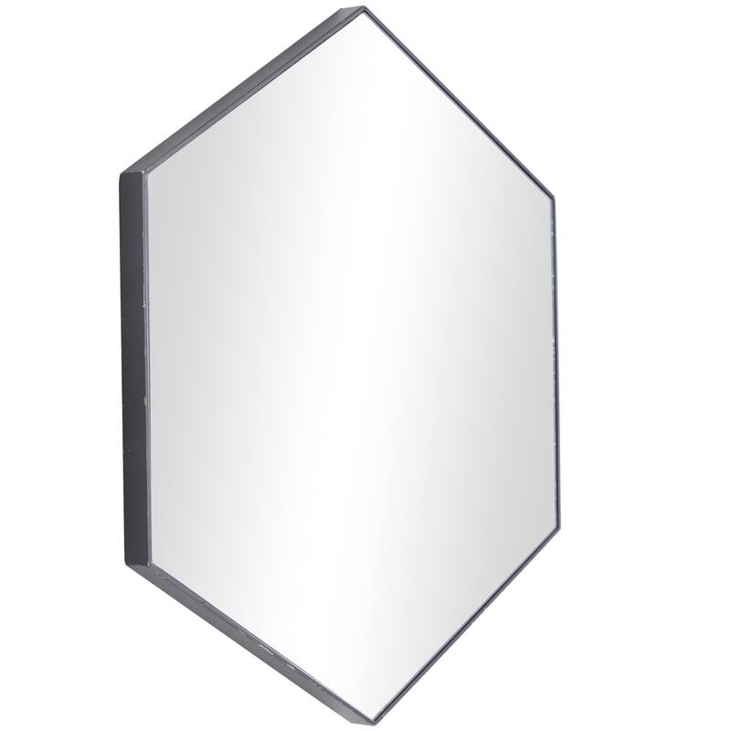 Contemporary Hexagon Wood Wall Mirror - Multiple Finishes and Sizes