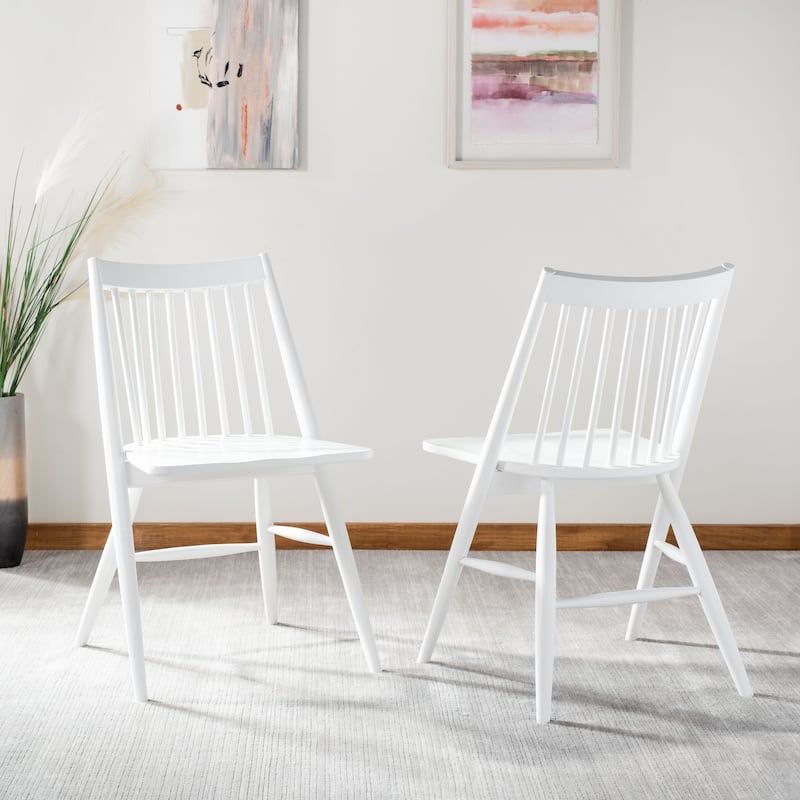 SAFAVIEH Dining 19-inch Wren White Spindle Dining Chair (Set of 2) - 21"W x 22"D x 34"H
