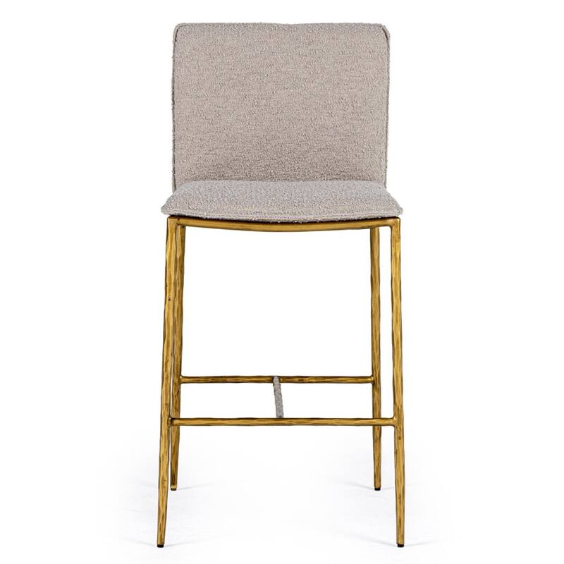 Modrest Atlanta Modern Beige Fabric & Brass Counter Chair