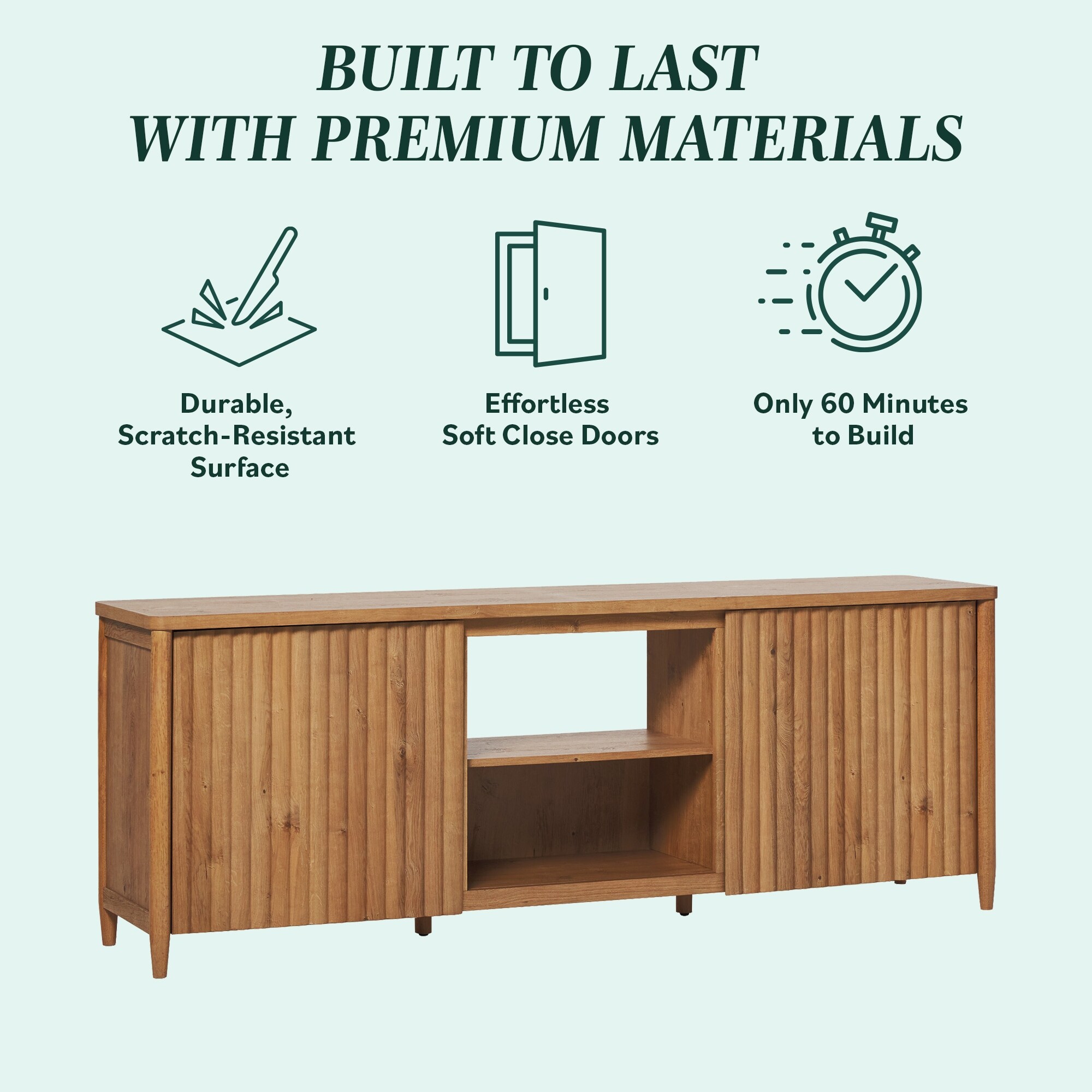 Walker Edison Scandinavian Reeded 70-inch TV Stand with Open