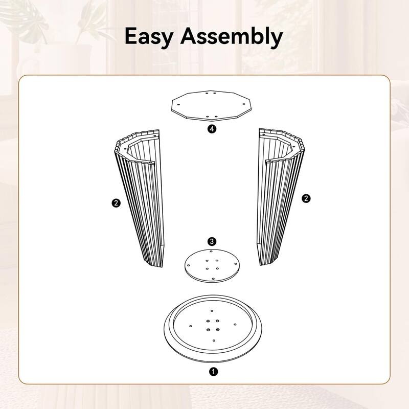19" Solid Wood Small Round Pedestal End Side Table with Fluted Base - 19.68" W x 19.68" D x 23.62" H