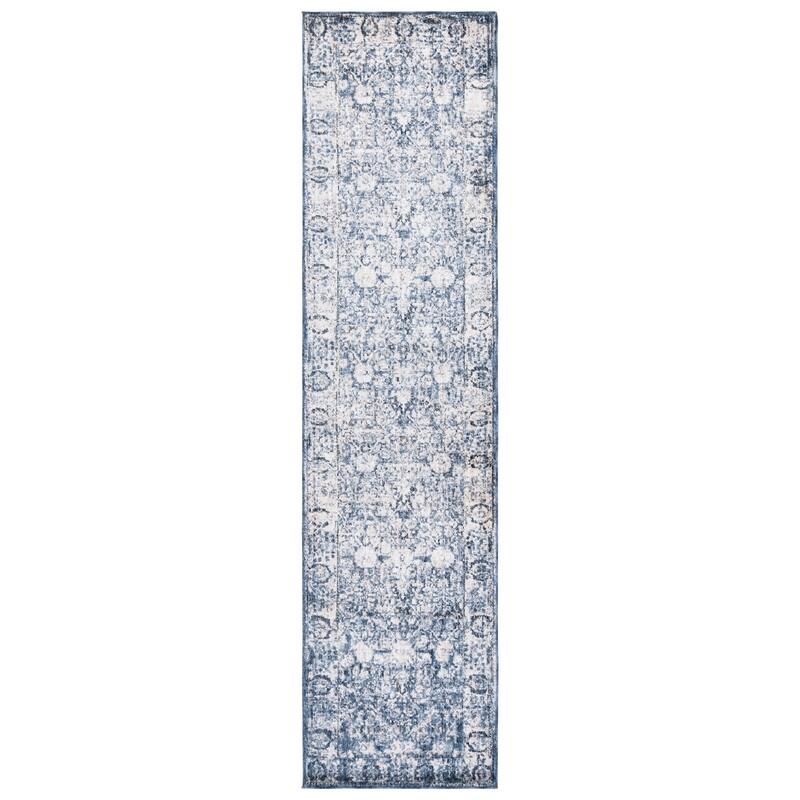 SAFAVIEH Handmade Vintage Boho Oushak Crista Traditional Oriental Polyester - 2' x 8' Runner - Navy/Ivory