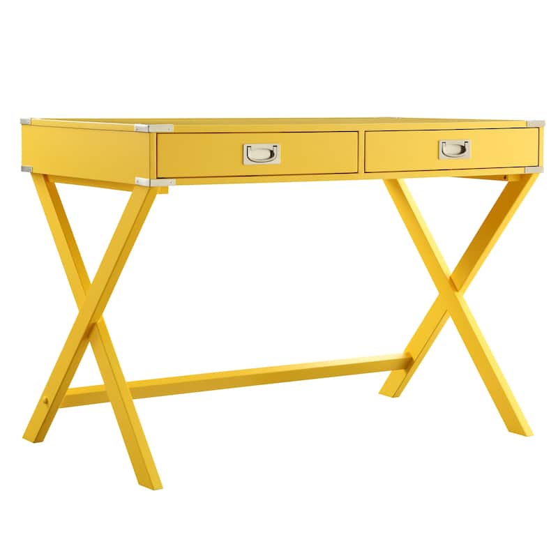 Kenton X Base Wood Accent Campaign Writing Desk iNSPIRE Q Modern - Yellow