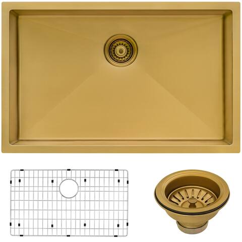 Ruvati 30-inch Undermount Satin Matte Gold Stainless Steel Kitchen Sink 16 Gauge Single Bowl - 8' x 11'