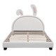 preview thumbnail 25 of 31, Rabbit Themed Platform Bed Full Size PU Leather Upholstered Bed with Sturdy Pinewood Frame and Slatted Support