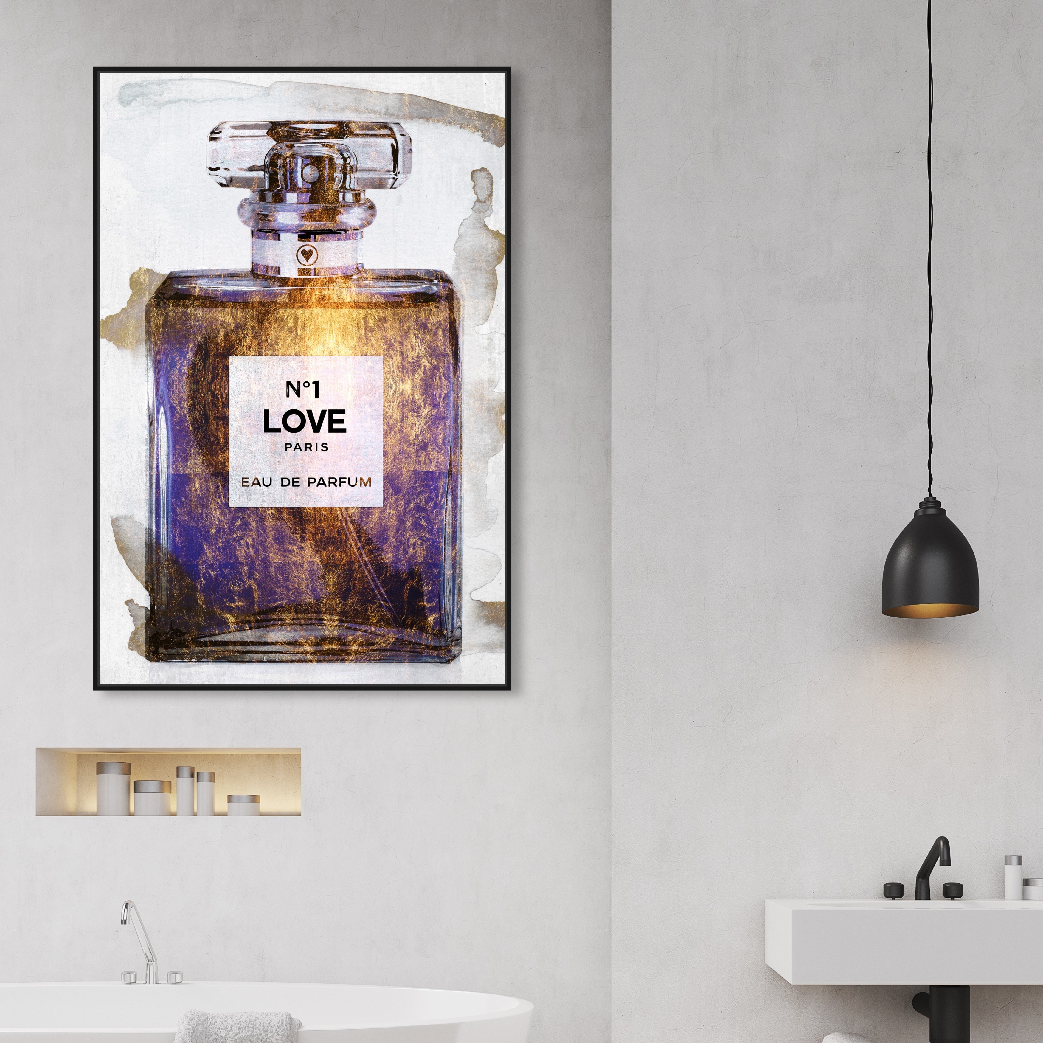 Oliver Gal 'N1 Purple Love Paris' Fashion and Glam Wall Art Framed Canvas  Print Perfumes - Purple, Gold - Bed Bath & Beyond - 31794795