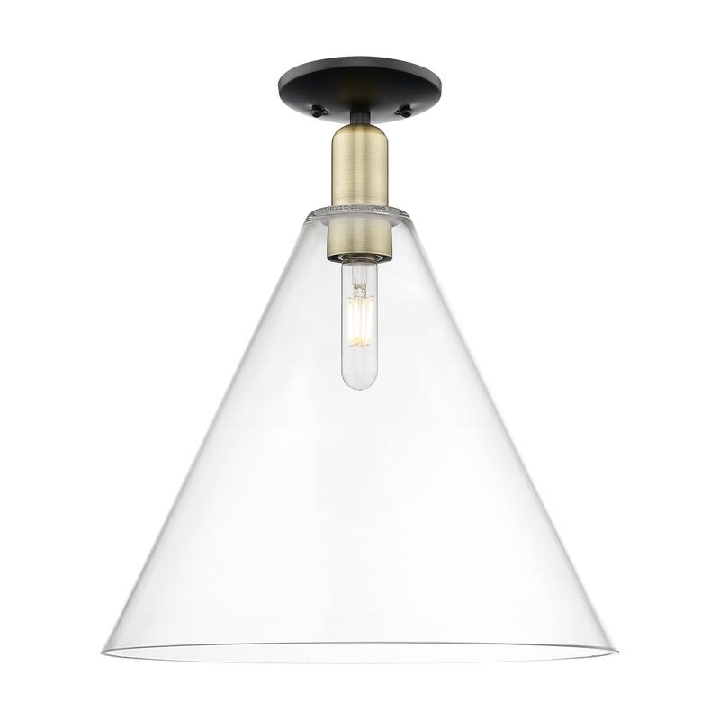 Innovations Lighting Endless Possibilities Arcadia - Berkshire Glass - 1 Light 16" Semi-Flush Mount with Clear Shade - Clear/Black Antique Brass