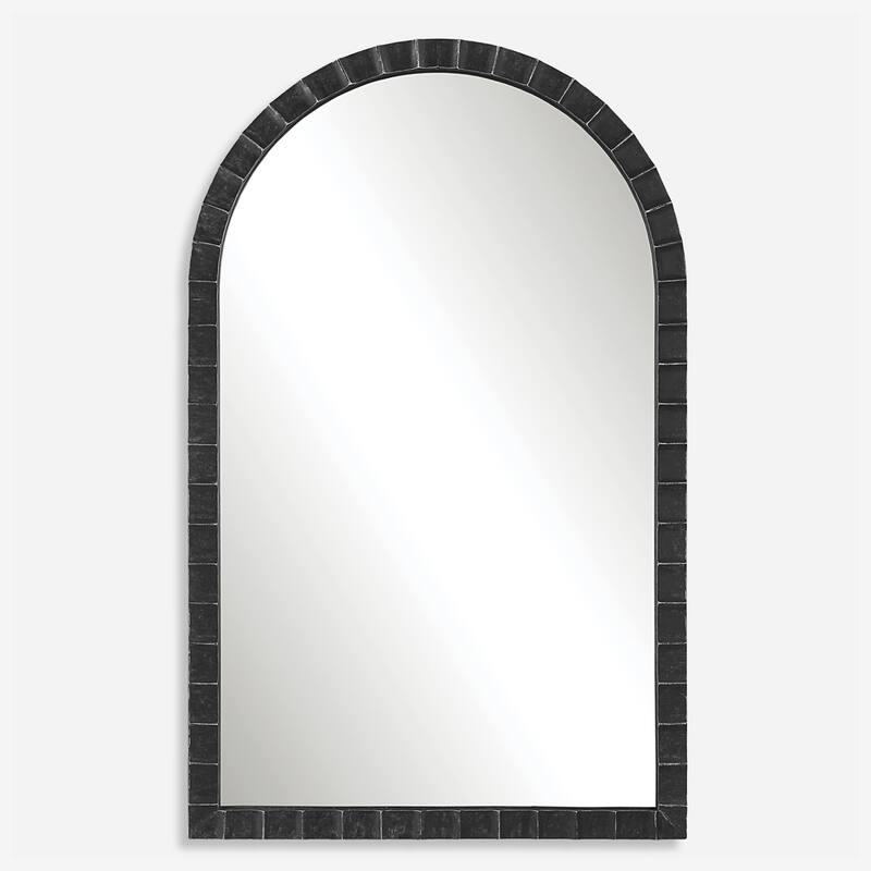 Arched Wall Mirror - 39" - Matte Black