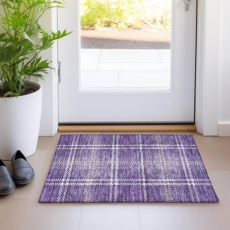 Premium Washable Super Soft Plaid Mayfield Rug - Purple - 1'8" x 2'6"