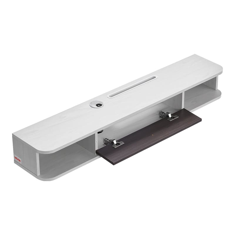 White Floating TV Stand Particleboard with Hidden Cable Storage