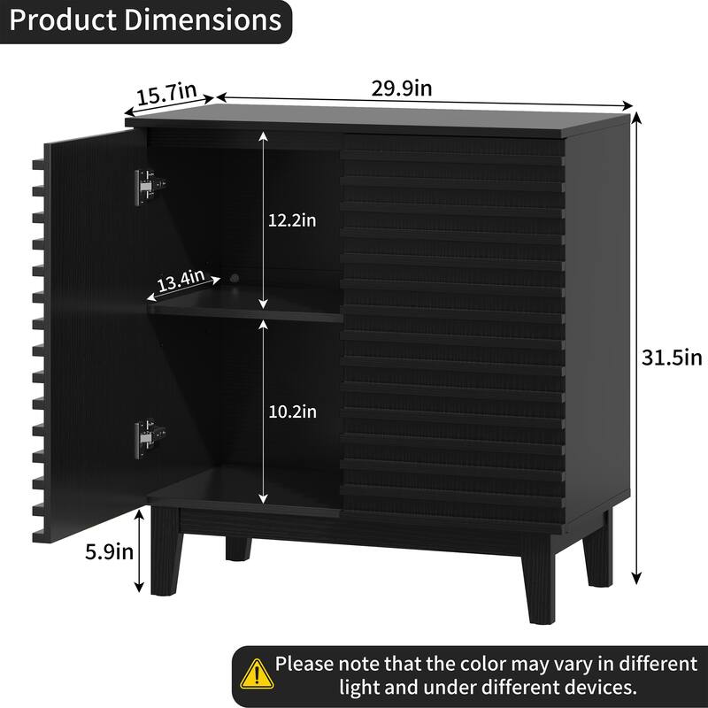 Fluted Sideboard Buffet Cabinet with Adjustable Shelves