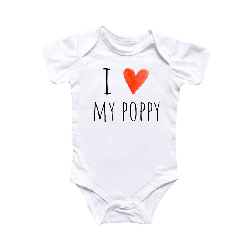 Poppy Grandpa - Baby Boy Girl Clothes Infant Bodysuit Funny Cute Newborn - White - 6-9M
