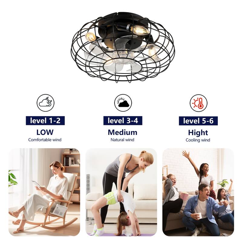20" Low Profile Bladeless Ceiling Fan with Lights Kit and Remote 6 Wind Speeds Reversible Ceiling Fan(No Included Bulbs)