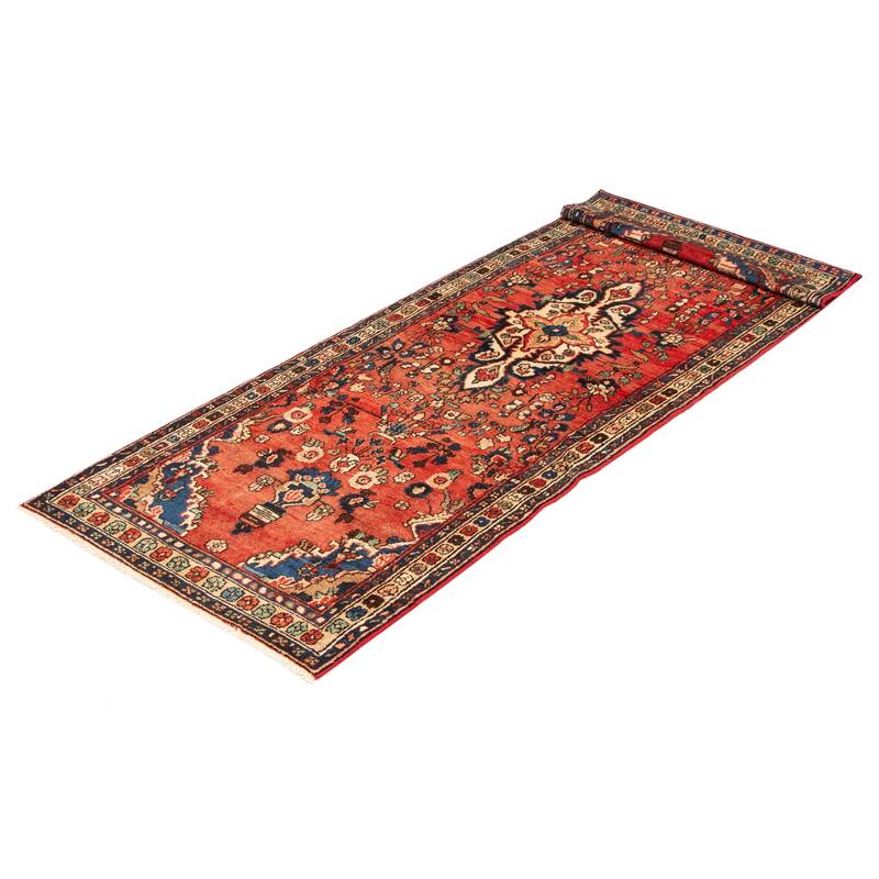 ECARPETGALLERY Hand-knotted Andelz Red Wool Rug - 3'6 x 10'3