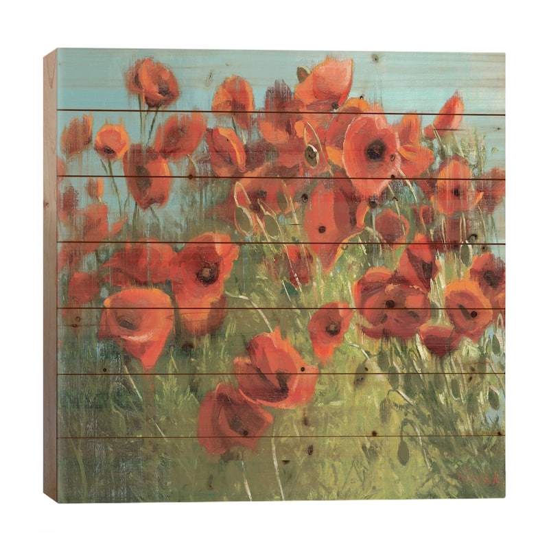 Sunshine and Raindrops Print On Wood by Shirley Novak - Multi-Color - 26x26x1.5