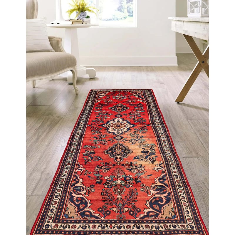 ECARPETGALLERY Hand-knotted Andelz Red Wool Rug - 4'4 x 14'11