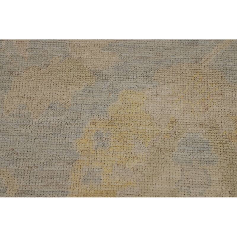 Blue Floral Oushak Turkish Area Rug Hand-Knotted Wool Carpet - 8'4"x 10'0"