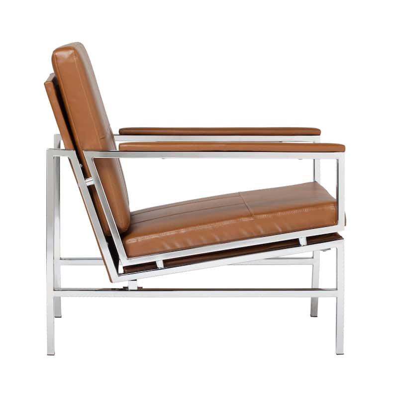 Strick & Bolton Regina Metal and Bonded Leather Mid Century Accent Chair