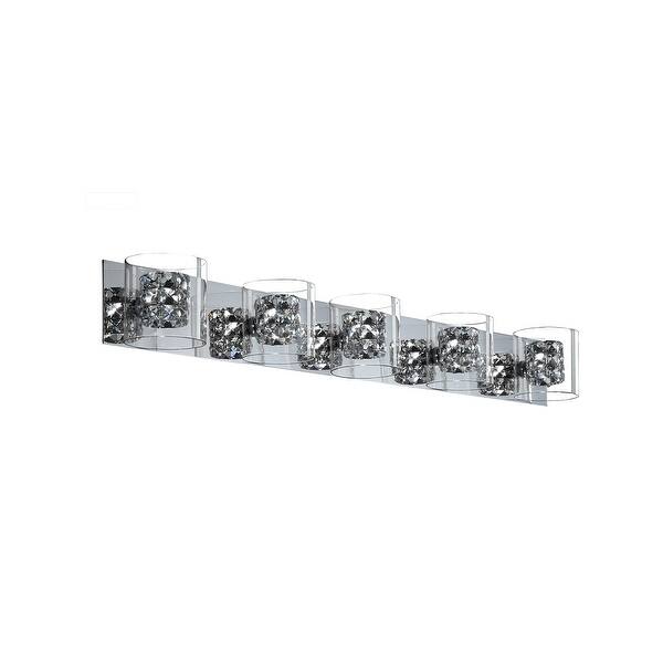 slide 1 of 5, Finesse Decor Vintage Chrome Crystal 5-light Vanity