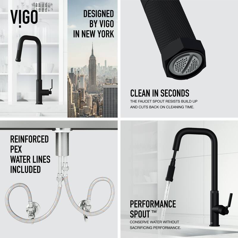 VIGO Hart Angular 18" H Single Handle Pull-Down Kitchen Faucet