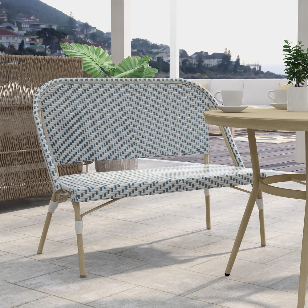 Ariel Beach Natural Tone Aluminum Patio Bench by Furniture of America