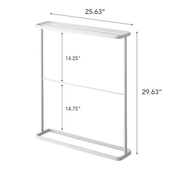 dimension image slide 0 of 2, Yamazaki Home Bath Towel Hanger, Steel, Holds towels up to 24.5" x 58", Holds 2.2 lbs - L 5.91 x W 25.59 x H 29.53 inches