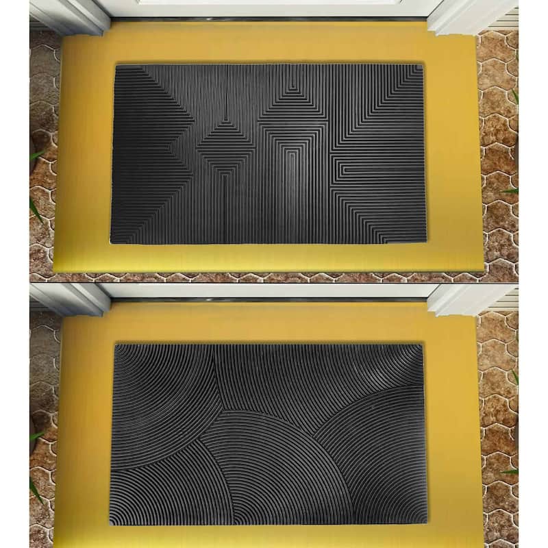 Reversible 30"x 18" Black Door Mat Indoor/Outdoor