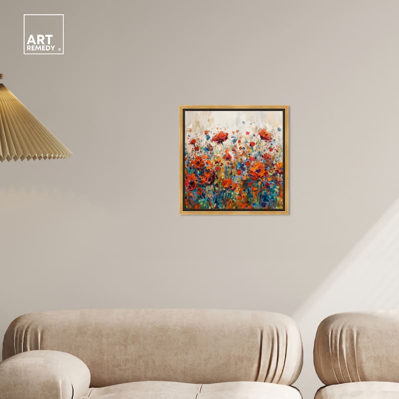 Art Remedy Beautiful Garden Bloom Framed Impressionism 1 Piece Canvas Wall Art /Monet And Van Gogh Inspired Art