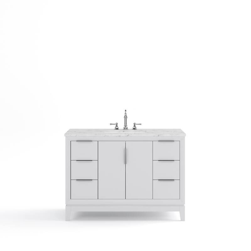 Elizabeth 48" Carrara White Marble Bathroom Vanity with Faucet
