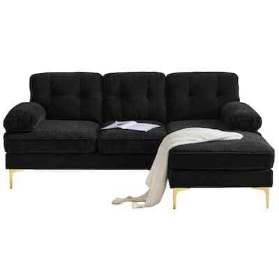 Modern 82.6" Sectional Sofa,Velvet Upholstered L Shaped Sofas Couches