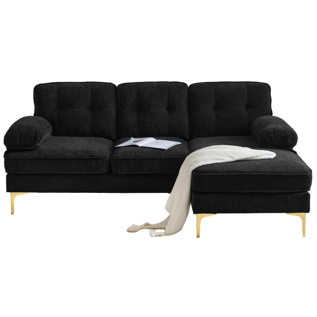 Modern 82.6" Sectional Sofa,Velvet Upholstered L Shaped Sofas Couches