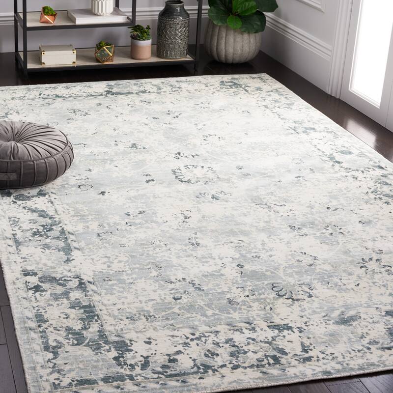 SAFAVIEH Handmade Mirage Trinh Modern Abstract Viscose Rug - 6' x 9' - Grey/Teal