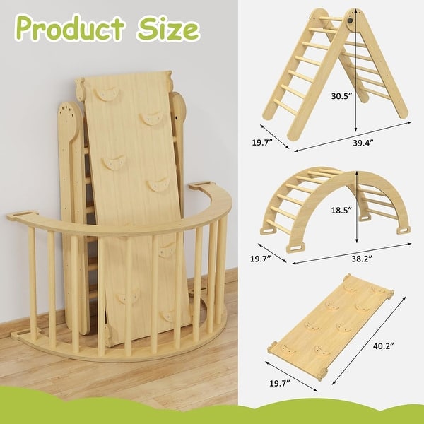 dimension image slide 0 of 2, Foldable Pikler Triangle Set Toddler Wood Montessori Climbing Toys