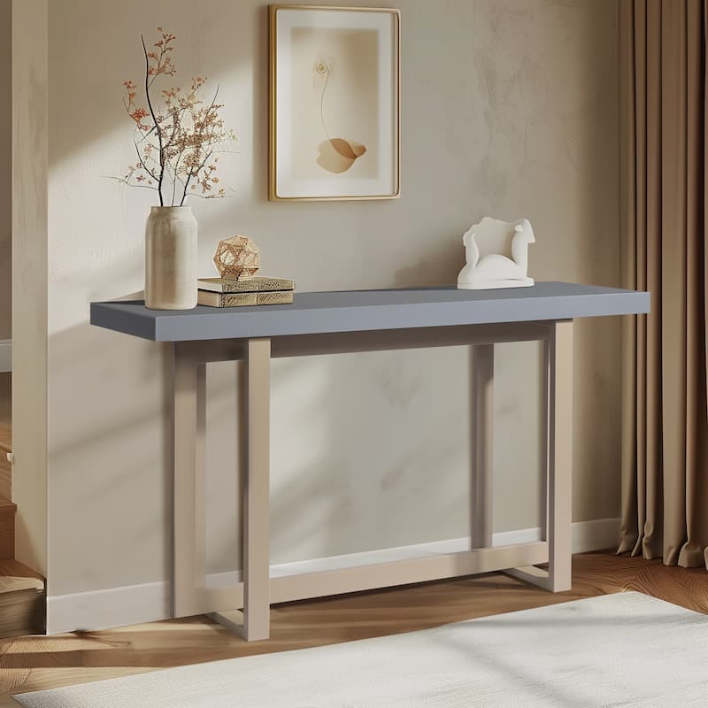 Modern Grey Entryway Console Table with Solid Pine Wood Frame Ideal for Living Room or Bedroom - 59” x 15.7” x 31.7”