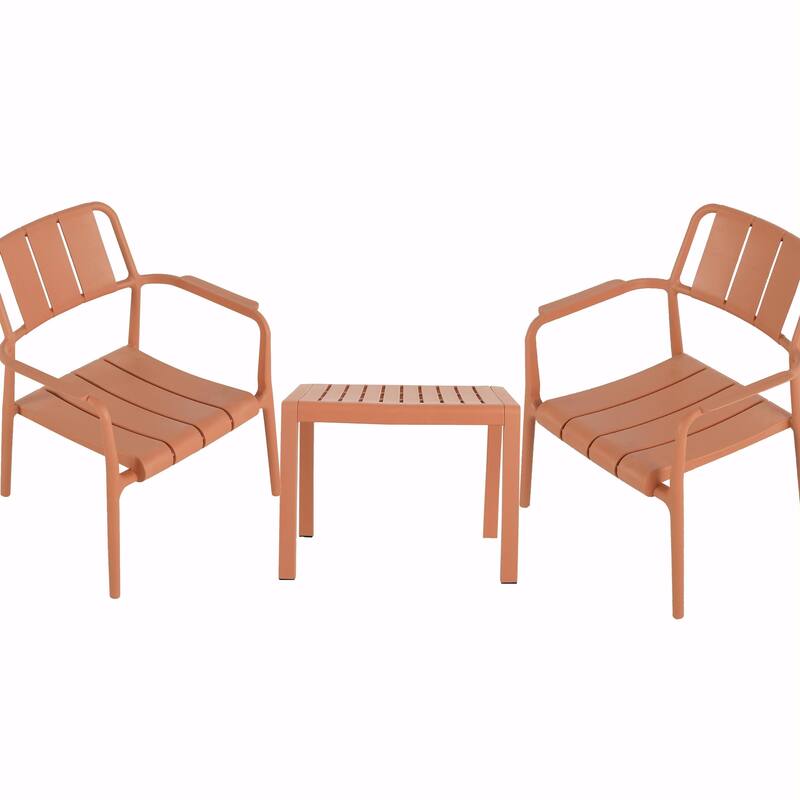 Commercial-Grade PP Chair Set with Coffee Table - No Assembly