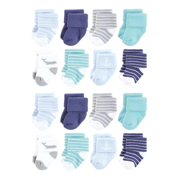 slide 1 of 1, Hudson Baby Cotton Rich Baby Terry Socks 16-Pack, Gray Whale 0-6 Months - Gray Whale
