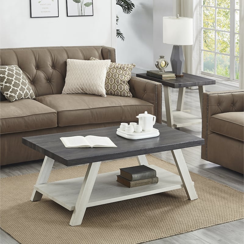 Roundhill Furniture Athens Contemporary 3-pc. Replicated Wood Shelf Table Set