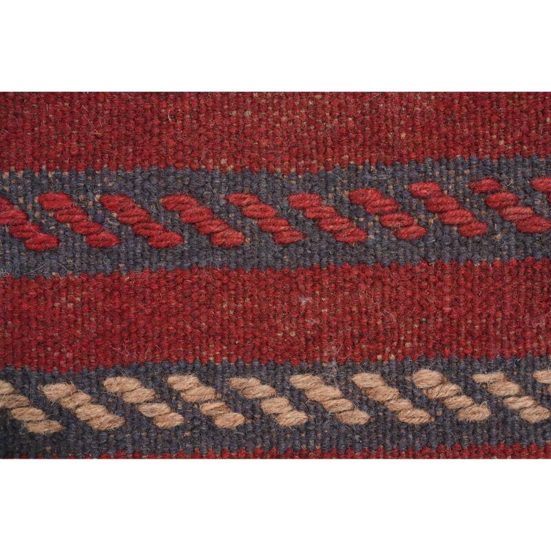 Hand Knotted Oriental 100% Wool Carpet Traditional Tribal Navy Blue & Blues Balouch Runner Rug - 7' 7'' X 1' 10''