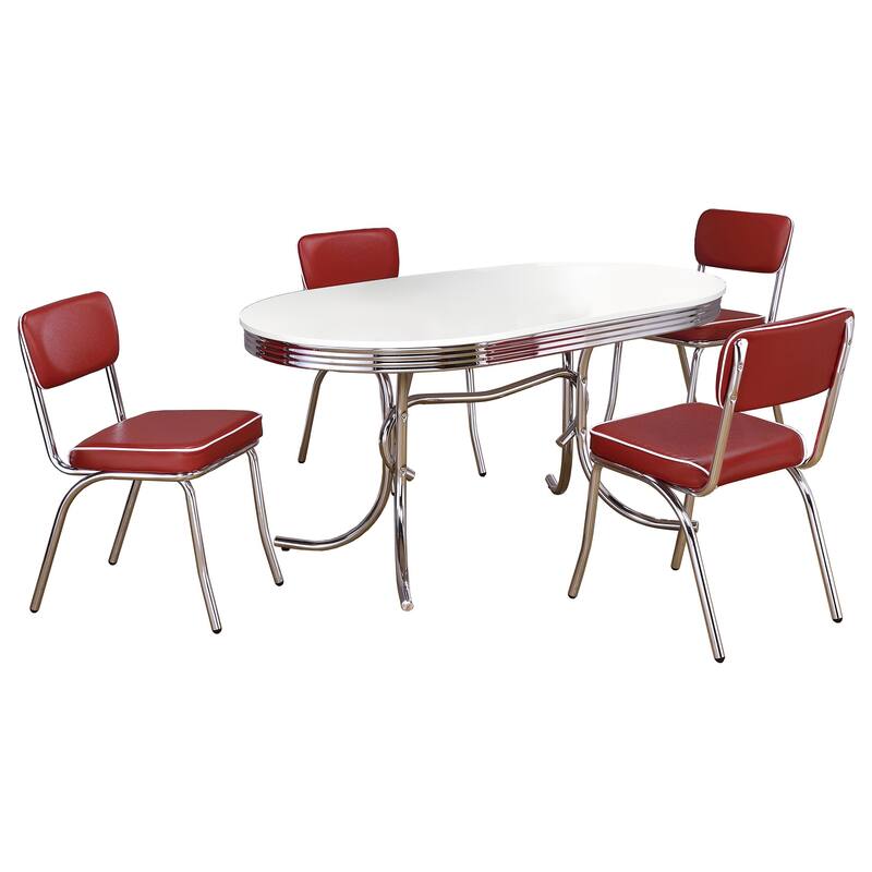Midge White 5-piece Oval Dining Table Set