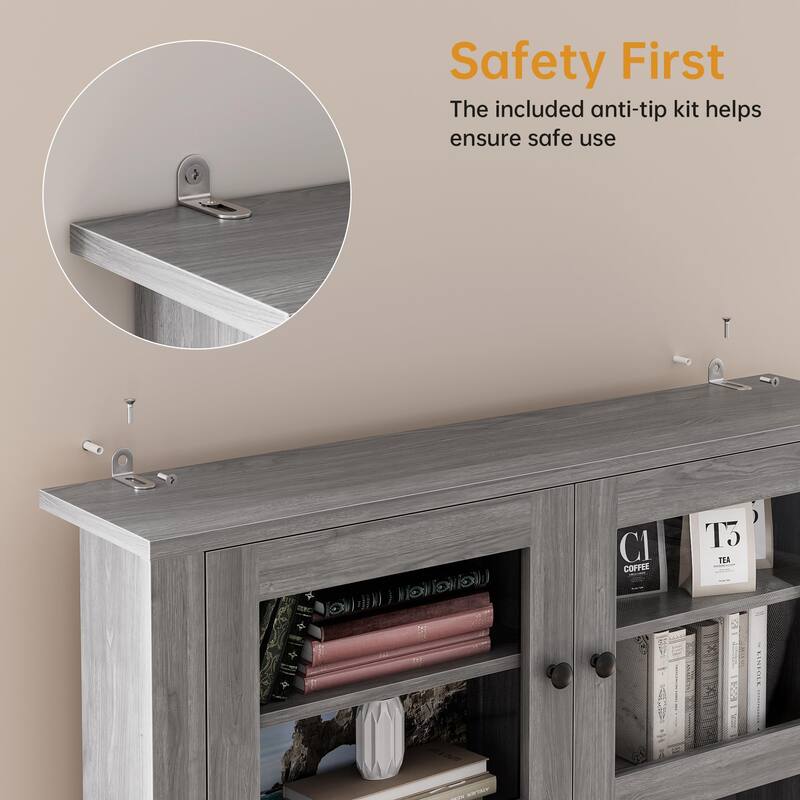 Kitchen Pantry Storage Cabinet, Freestanding Hutch Cabinet with Buffet Cupboard, Tall Storage Cabinets