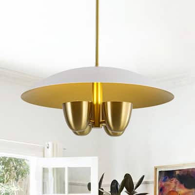 Mid-Century Modern 4-Light Flat Dome Pendant Chandelier