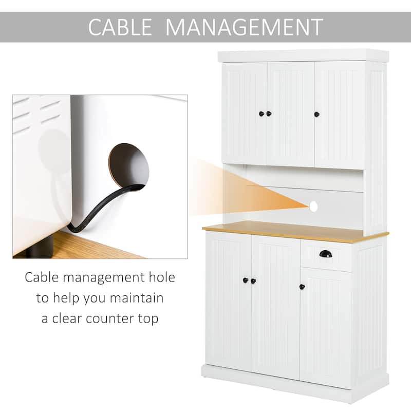 HOMCOM White/ Oak Kitchen Pantry Buffet