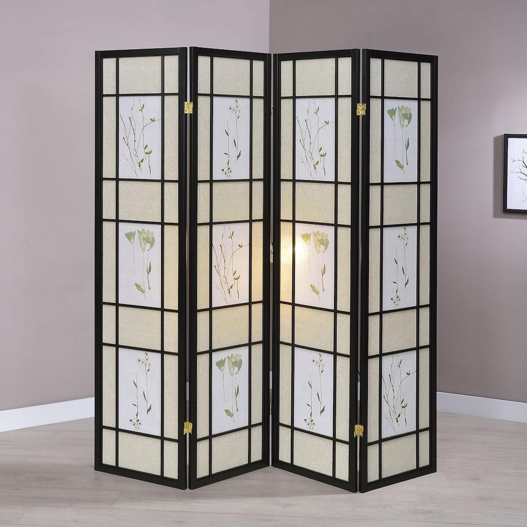 Catabella 4-Panel Room Divider Folding Shoji Screen Floral
