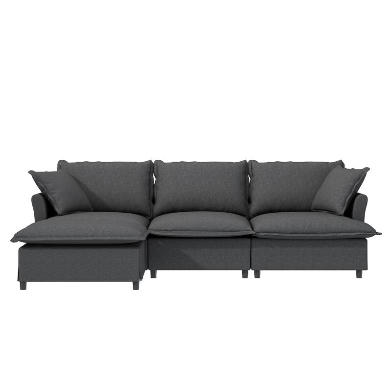 Chenille Modular Sectional Sofa, L Shaped Sectional Cloud Couch Set
