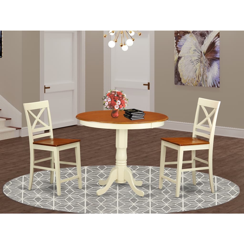 Counter Height Table Set - Kitchen Pub Table & Bar Stool - 5 Piece Retro Design