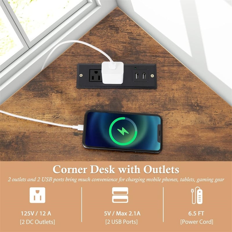 Corner Desk with Power Outlet