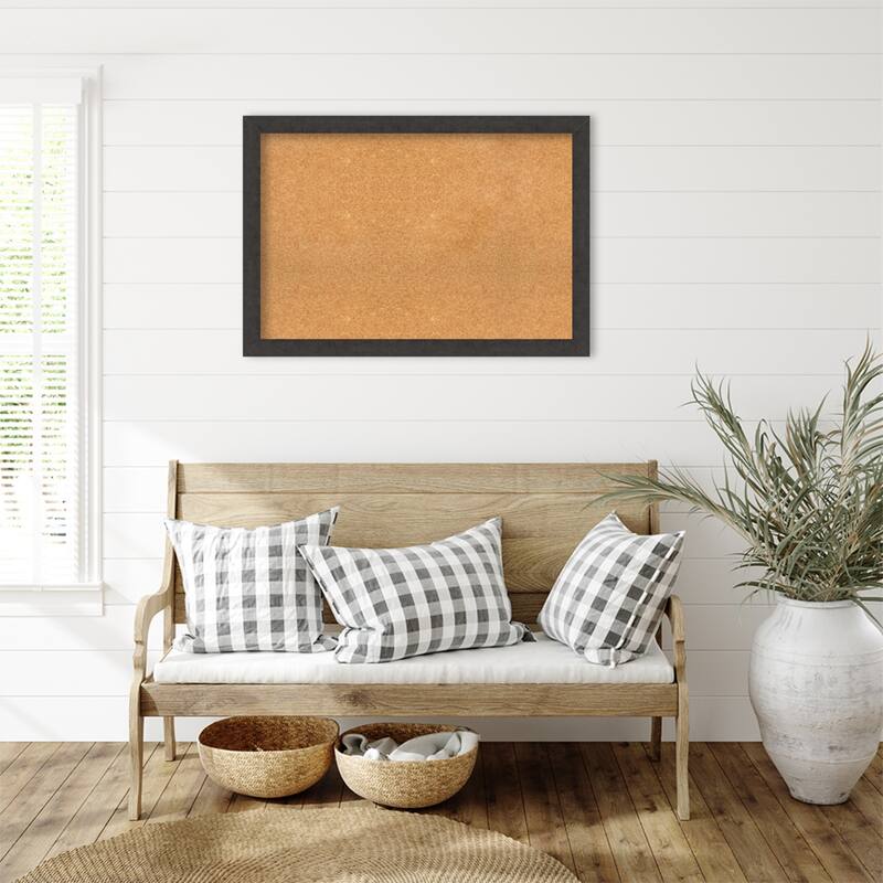 Rustic Plank Narrow Framed Natural Corkboard Bulletin Board