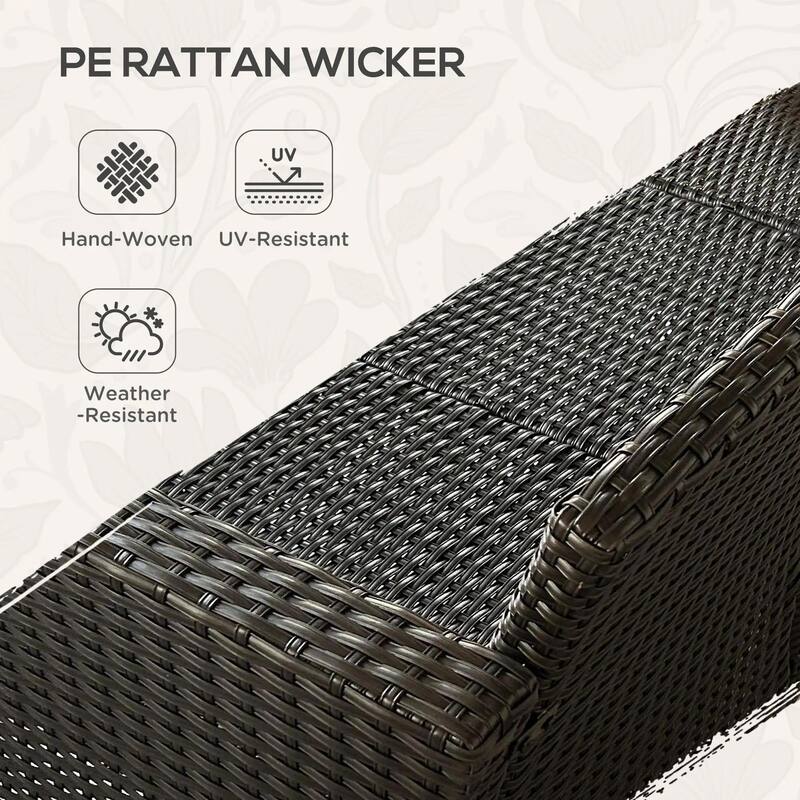 5PC PE Rattan Patio Set, Armchairs, Footstools, Cushions